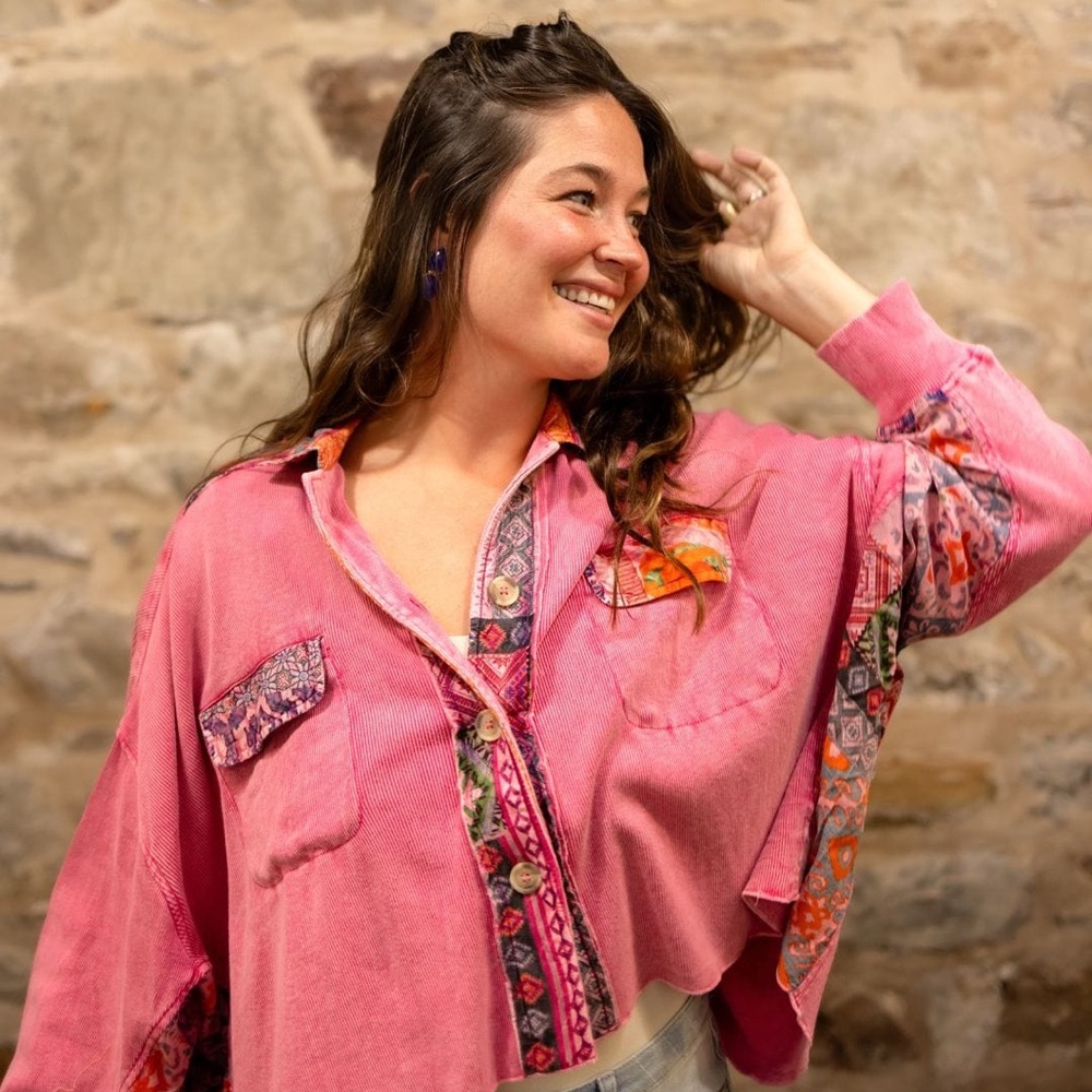 Pink Patchwork Women's Top